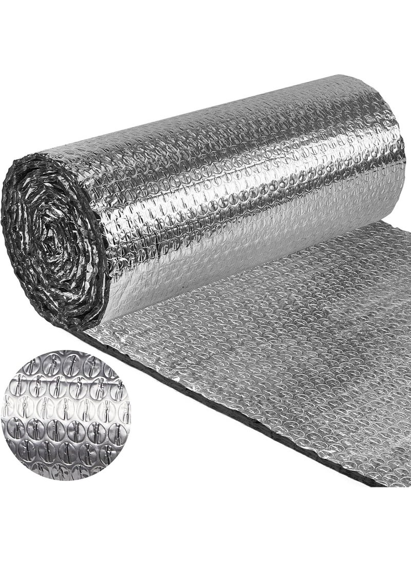 مغلف عازل عاكس ثنائي الفقاعة من الألومنيوم البخار 16.5 بوصة × 30 قدم لفانزعج الألومنيوم للنافذات العازلة للشتاء للنافذات التي تعمل بالفولتية والقصور والجراجات ومقاوم للطقس - Image 1